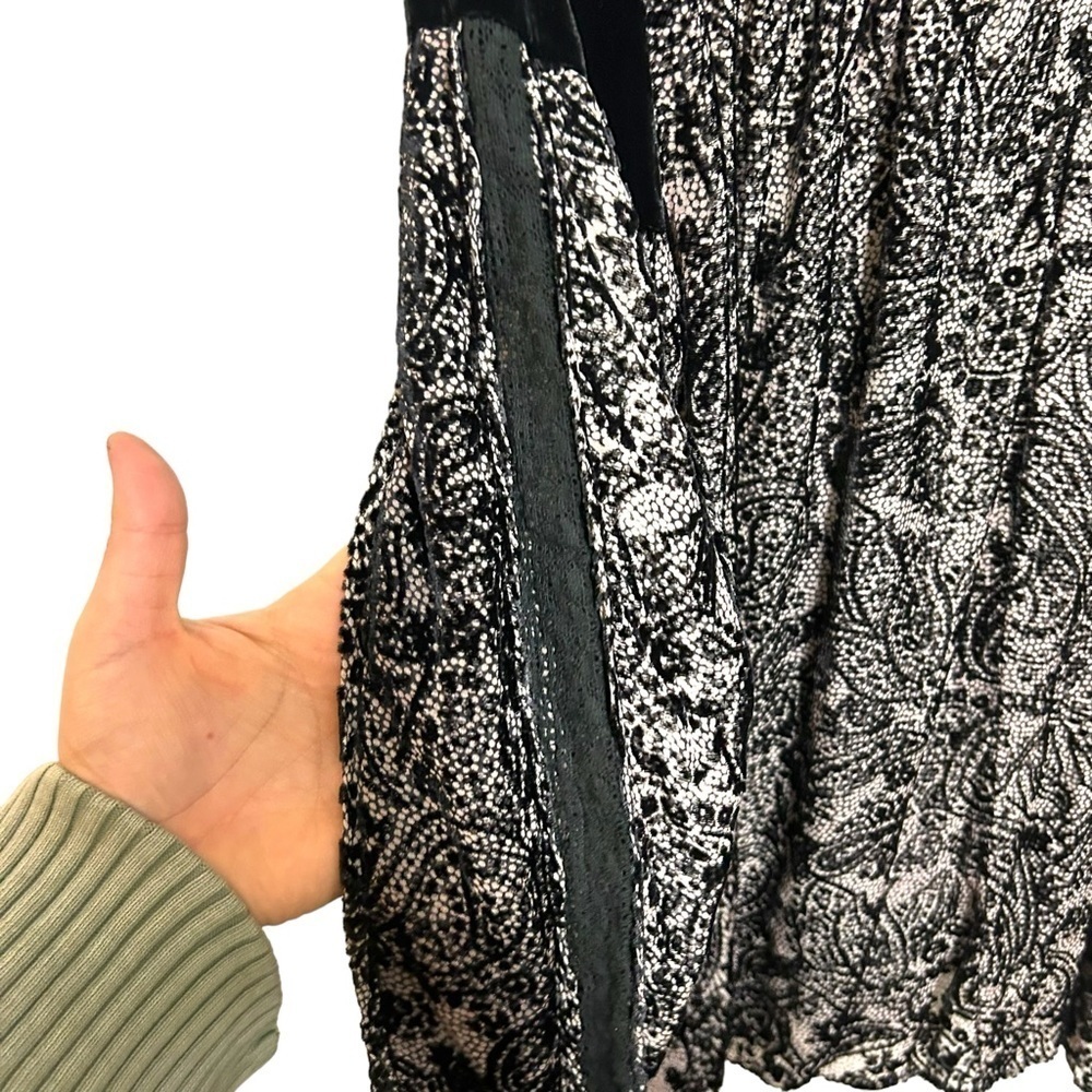 SUNDANCE S blouse Paisley velvet Burnout Flocked sheer crochet detail whimsygoth - Picture 10 of 15